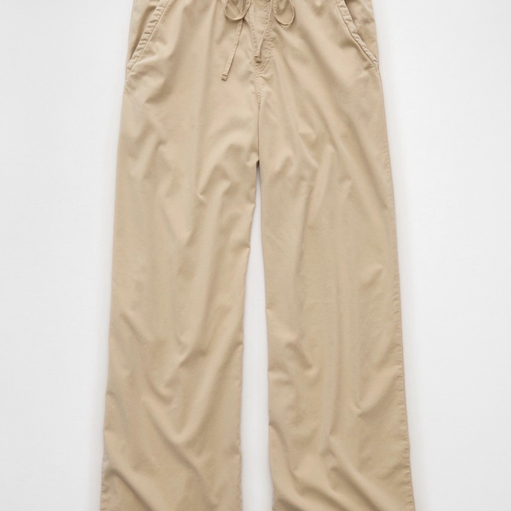 American Eagle Outfitters Beige Drawstring Wide Leg Pull-On Pants Medium - Picture 2 of 7